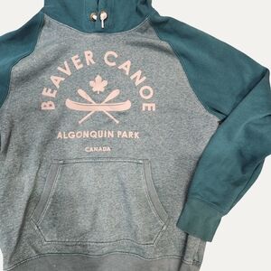 Algonquin Park Beaver Canoe Teal Hoodie NWT